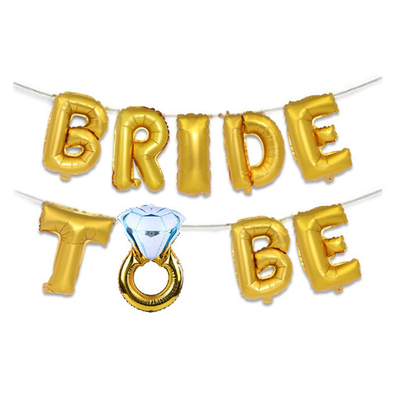 1 Bộ Bong Bóng Lá Nhôm 16inch In Chữ BRIDE TO BE