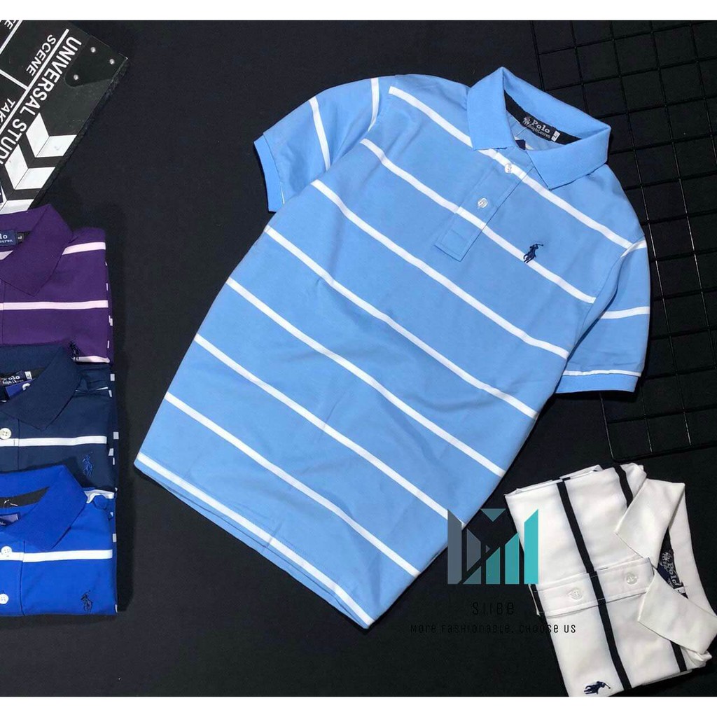 Áo phông nam (GIÁ SHOCK) polo sọc ngang thêu logo độc đáo kết hợp thun cotton mịn - Thời trang nam SIIBE | BigBuy360 - bigbuy360.vn
