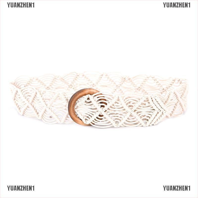 Thắt Lưng Bản Rộng Khóa Gỗ Phong Cách Bohemian Cổ Điển yuanzhen1 Cho Nữ