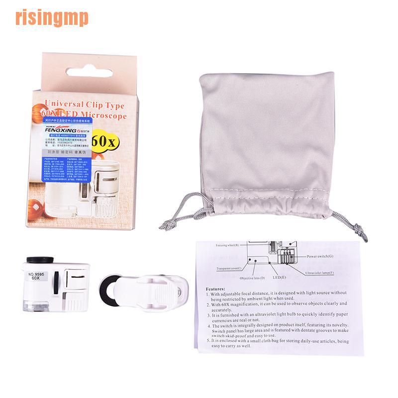 Kính hiển vi mini phóng to đến 60 lần có đèn LED UV tiện lợi