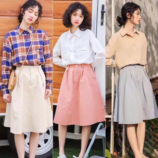 Có hình thật - Chân váy dài kaki trơn | BigBuy360 - bigbuy360.vn