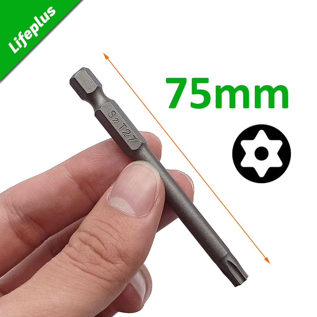 Bộ 11 đầu bắt vít hình sao lỗ dài 75mm T6-T40