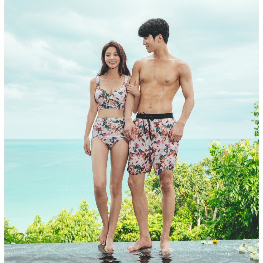 (Có sẵn, hình review) Đồ bơi Couple, đồ bơi cặp đôi Hàn Quốc 2020, đồ bơi nam, bikini 2 mảnh nữ