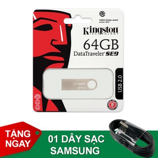 USB 64G KINGSTON SE9 Bảo Hành 5 năm Tặng 01 Dây sạc điện thoại đi kèm
