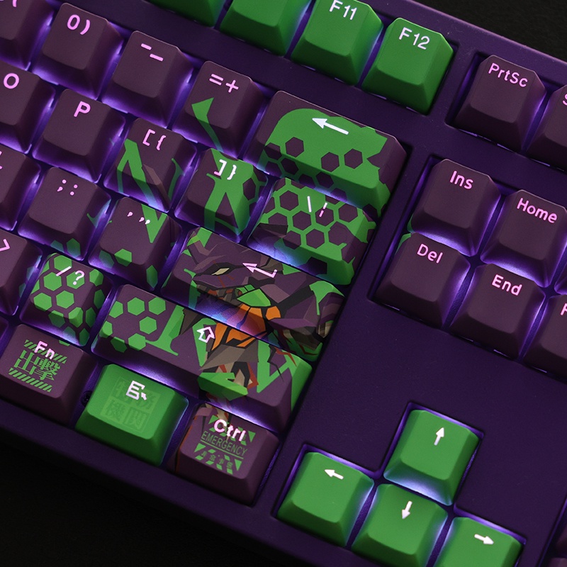 EVA-01 Keycaps Cherry Profile EVANGELION Anime PBT DYE SUB Bàn phím cơ học Keycap