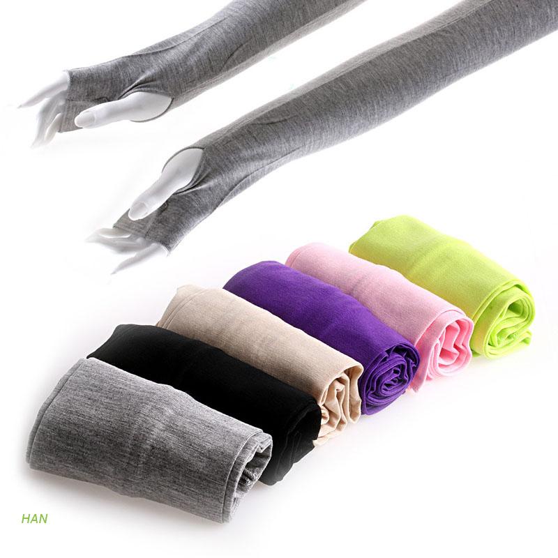 Găng tay hở ngón bằng cotton chống nắng tia UV dành cho nữ