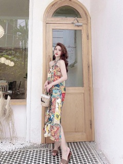Váy maxi thổ cẩm mặc đi biển siêu hot