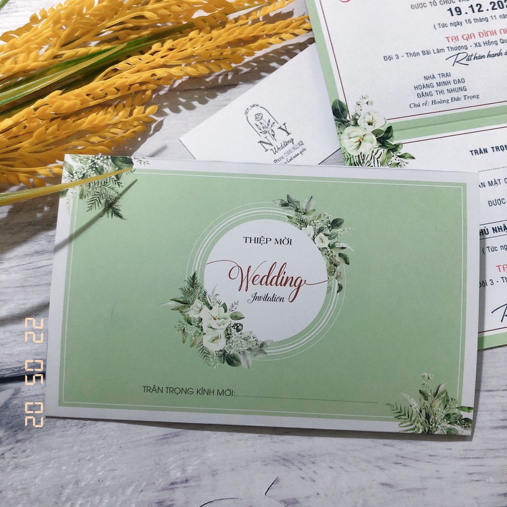 Thiệp cưới xanh Mint sang trọng (1.700 đồng - 2.300 đồng/ thiệp)