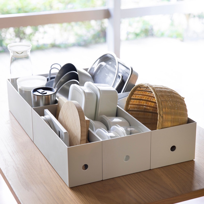 Muji Hộp Đựng Hồ Sơ Nhựa  - Xám Trắng