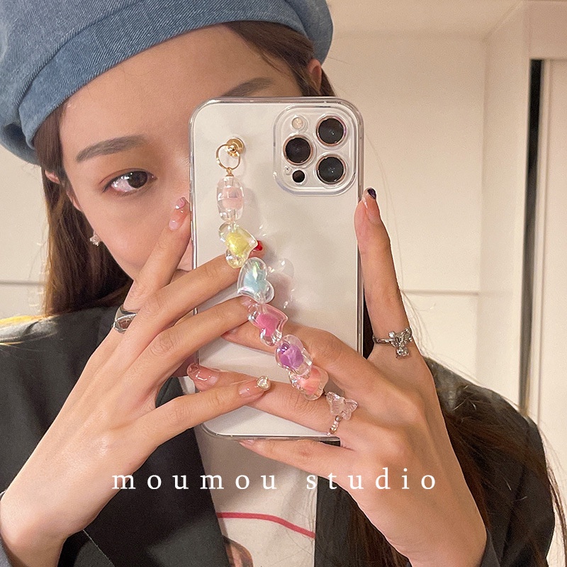 Ốp Điện Thoại Mềm Trong Suốt Màu Kẹo Hình Trái Tim Cho Apple Iphone 12pro max X 8plus 7px / 11