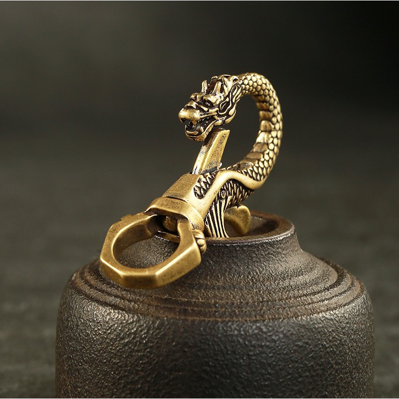 Móc Khoá Phong Thủy, Móc Khoá Thắt Lưng Bằng Đồng Hình Vòi Đầu Rồng