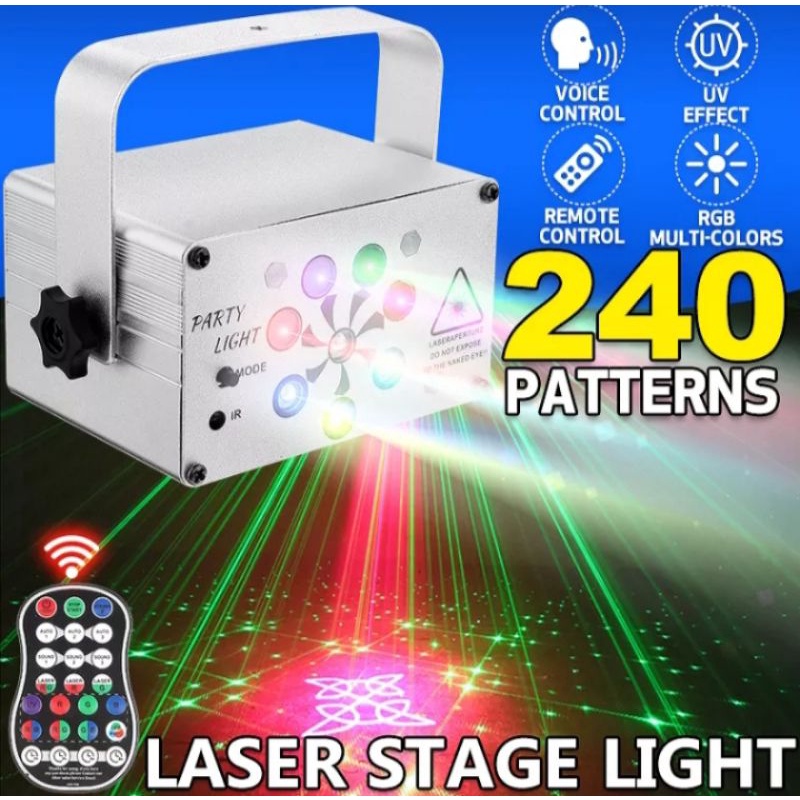 (Mẫu 2022) Đèn LED Laser Sân Khấu 6/8 Mắt 128/240 Hoa Văn Điều Khiển Từ Xa