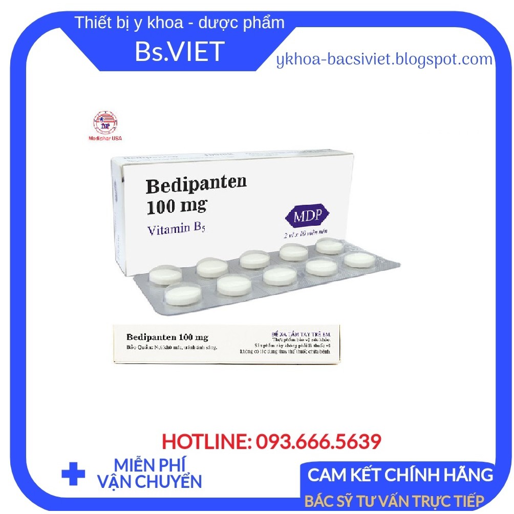 Bedipanten 100mg- Kiểm soát chất nhờn da, hạn chế dầu thừa trên da, giảm rụng tóc, giảm mụn, se khít lỗ chân lông,mịn da