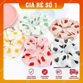 [FREESHIP - HÀNG LOAI 1] Buộc tóc, cột tóc  vải Scrunchies Trái tim siêu xinh
