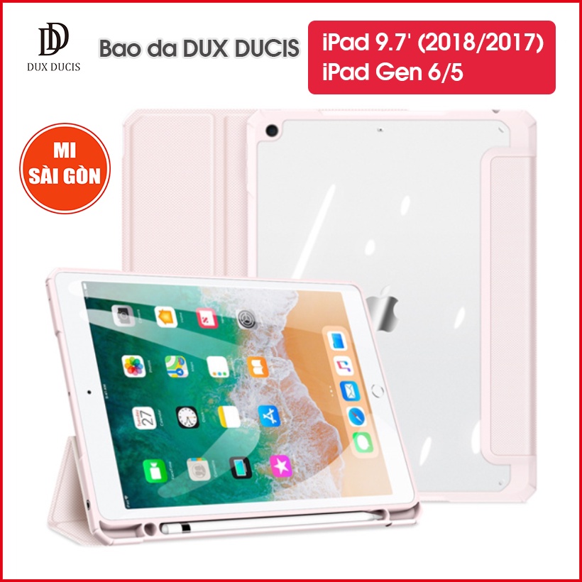 Bao da DUX DUCIS iPad 9.7 inch (2018/2017)/ iPad Gen 5/6 (TOBY SERIES) - Mặt lưng trong, Có Khay Đựng Bút