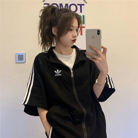 AD Tee Shorts Suit Short Sleeve Jacket Tops Black White Women's Tshirt Edition GYM Zipper Sports Set Tops Jennie Blackpink