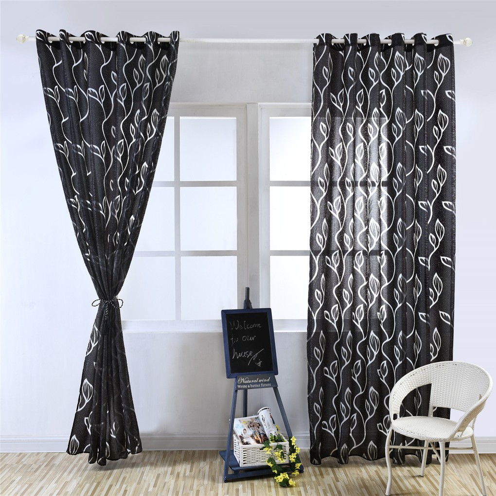 Rèm cửa treo trang trí nhà họa tiết lá