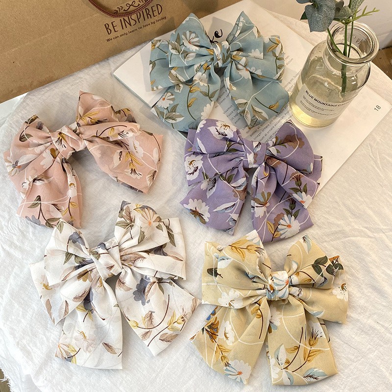 Kẹp Tóc Ba Lớp Họa Tiết Hoa / Bướm Thời Trang Mới Năm 2021