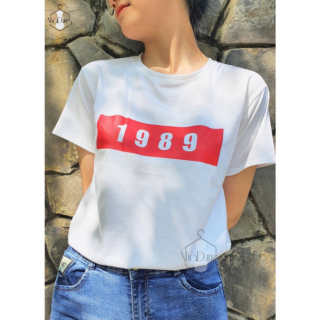 Áo thun áo phông nữ form rộng ngắn tay vải cotton 100% siêu mát in chữ freesize dưới 58kg