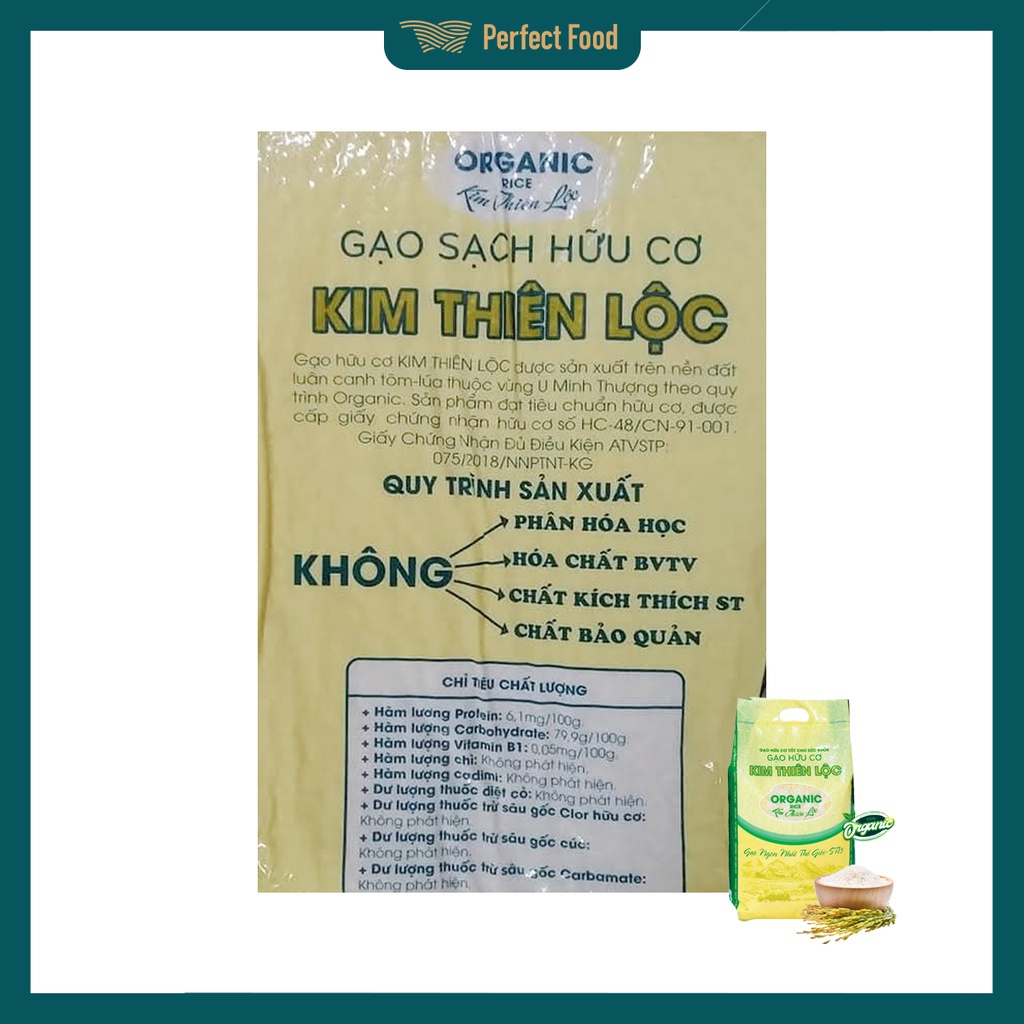Gạo hữu cơ Kim Thiên Lộc ST25 bao 5kg