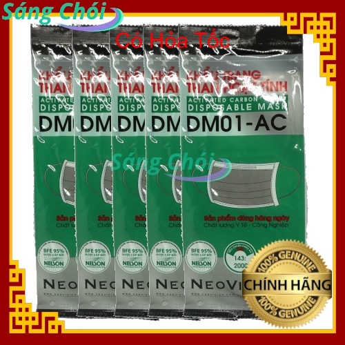 5 Cái DM01-AC (Dạng Túi) Khẩu Trang Than Hoạt Tính - Chống Ô Nhiễm Kháng Khuẩn - Activated Carbon Face Mask
