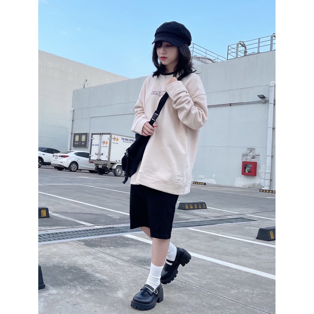 Áo sweater 2 cổ (kem)