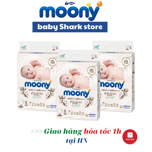 Bỉm Tã Dán Moony Natural Bông Organic S58 (58 Miếng) nội địa Nhật