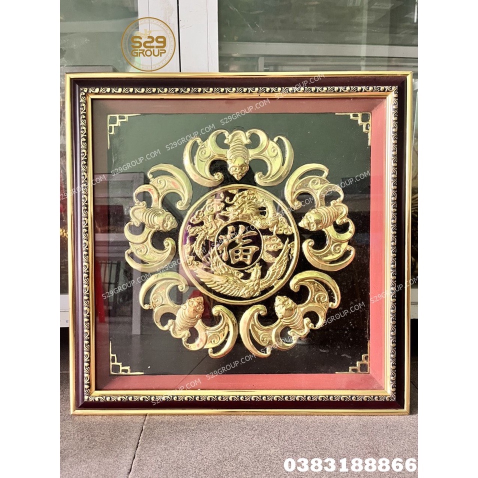 Tranh ngũ phúc lâm môn bằng đồng ,tranh phong thủy treo tượng