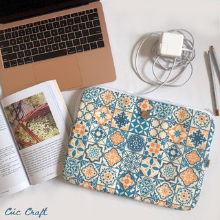 Bao Laptop/ Macbook chống sốc 13' -  Gạch bông - Cúc Craft