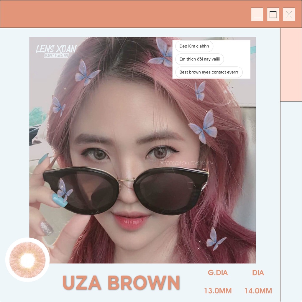 KÍNH ÁP TRÒNG UZA BROWN- HERA : LENS NÂU CAM TÂY KHÔNG VIỀN | LENS XOẮN