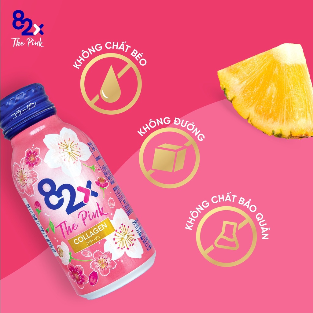 (GIÁ HỦY DIỆT) Combo 02 chai nước uống 82X The Pink Collagen 1000mg Collagen làm đẹp da đến từ Nhật Bản 100ml