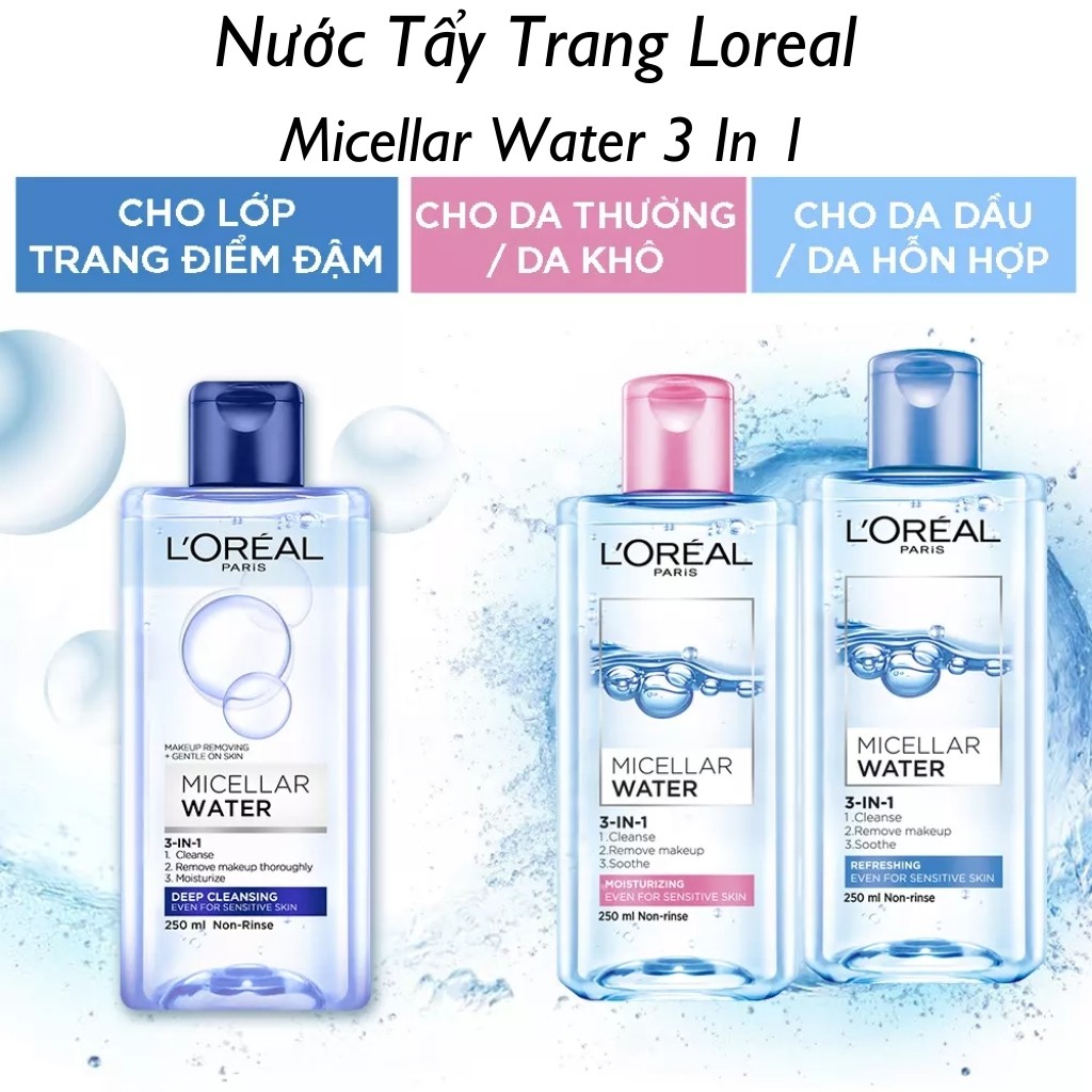 Nước Tẩy Trang L’Oreal Paris Micellar Water Làm Sạch Sâu Lớp Make Dưỡng Da Mềm Mịn (400ml)