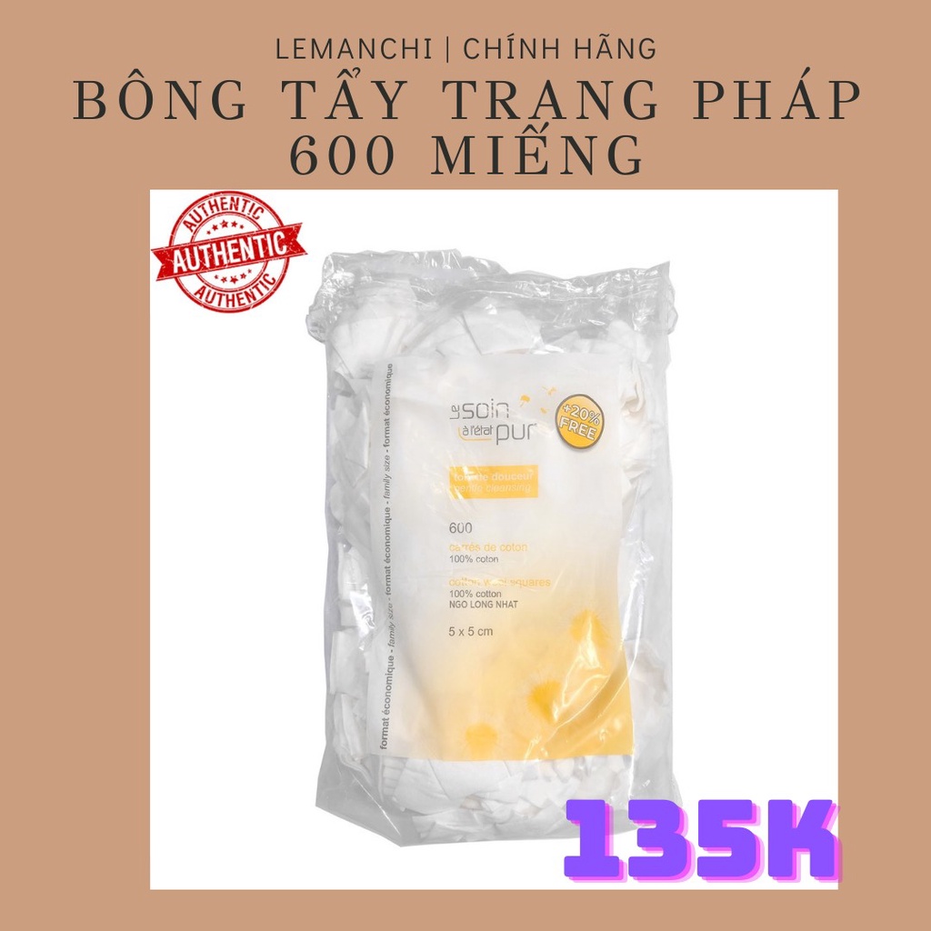 Có sẵn] Bông Tẩy Trang Soin pur Tetra 600 miếng Nội Địa Pháp