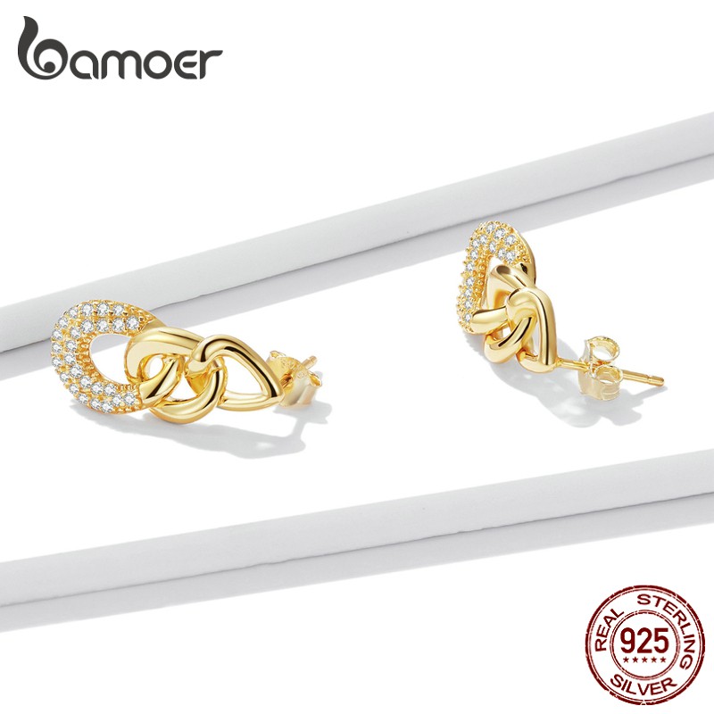 Đôi bông tai Bamoer Bse545 bạc 925 đính zircon quà tặng trang sức nữ
