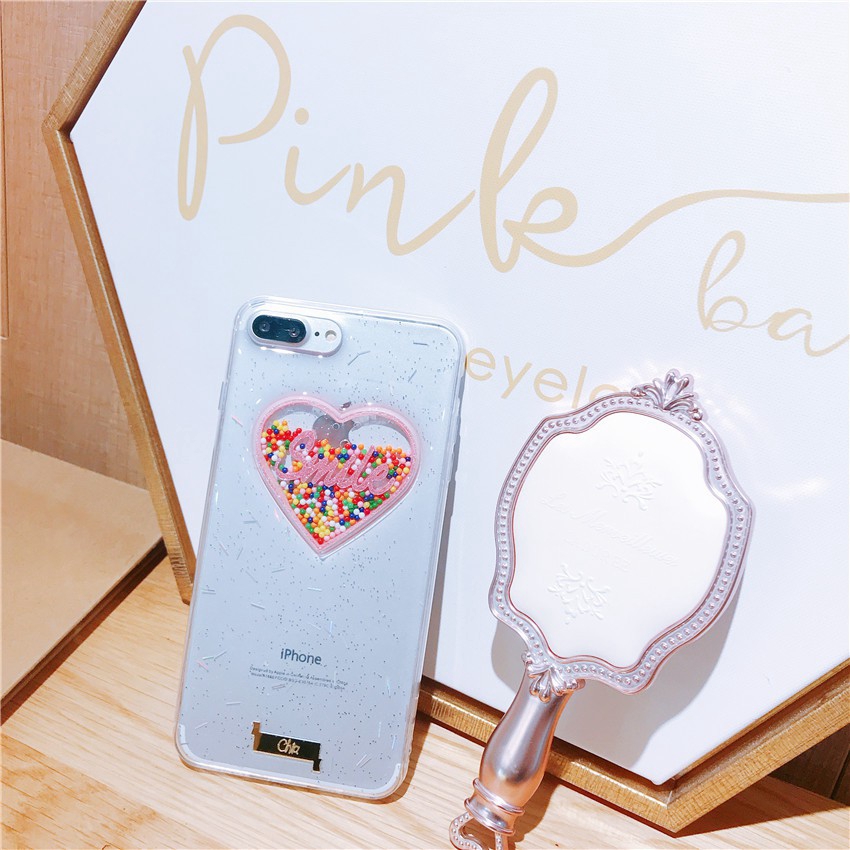 Ốp điện thoại dẻo trang trí hình trái tim đính kim tuyến cho iPhone 6/6s 6plus/6splus 7/8 7plus/8plus X/XS XR XsMax