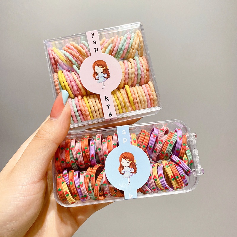 Dây Buộc Tóc Cao Su Co Giãn Màu Sắc Dễ Thương Dành Cho Bé Gái 60/90