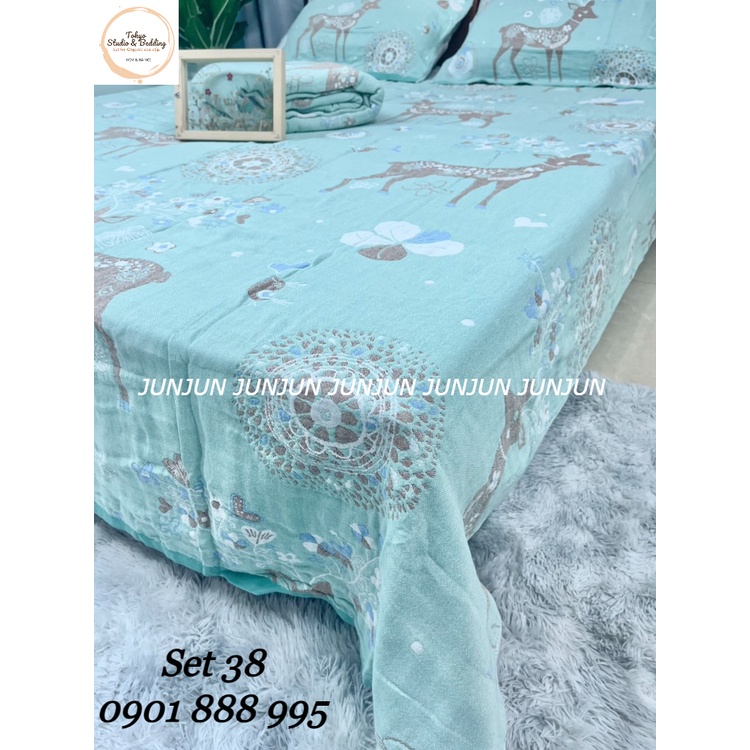 N19_SET Chăn Ga Gối vải Xô Organic cotton dòng Basic