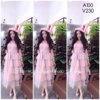 Chân váy voan tầng midi Quảng Châu