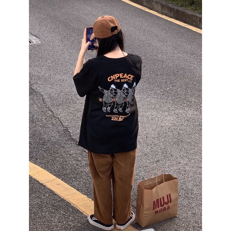 Áo thun thể thao Xiaozhainv tay ngắn dáng rộng in hoạt hình thời trang mùa hè cho nữ