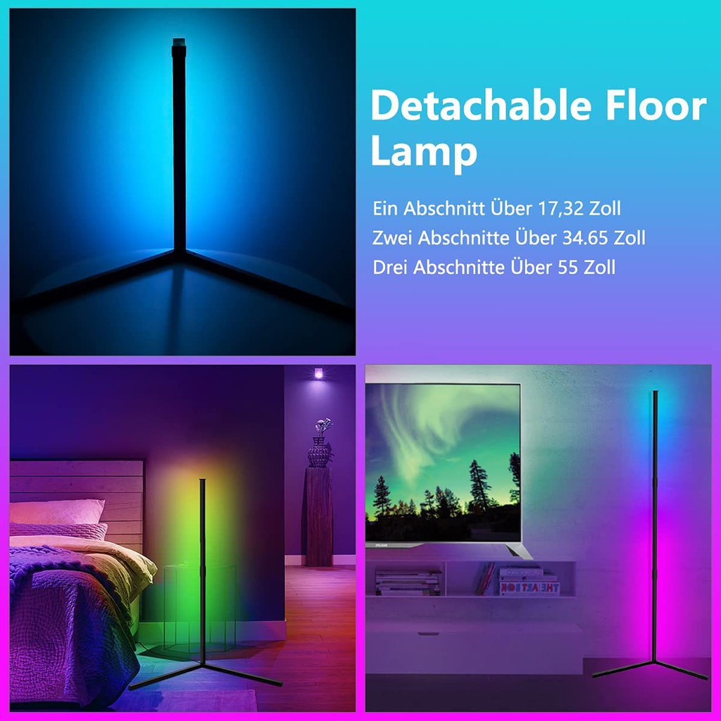 Đèn Led đứng góc tường RGB, khiển qua App, cảm ứng nhạc, trang trí phòng khách, phòng ngủ, phòng game