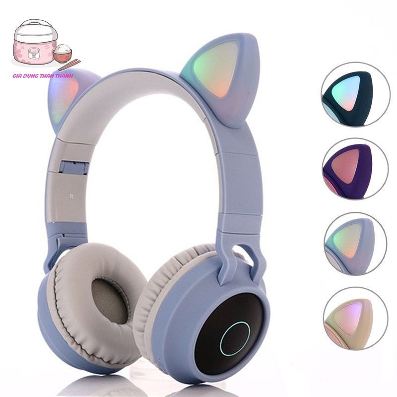 Tai Mèo Dễ Thương Bluetooth CATEAR, Headphone Có Mic,Âm Bass Mạnh Mẽ Và Dung Lượng Pin Khủng 400mAh Led RGB