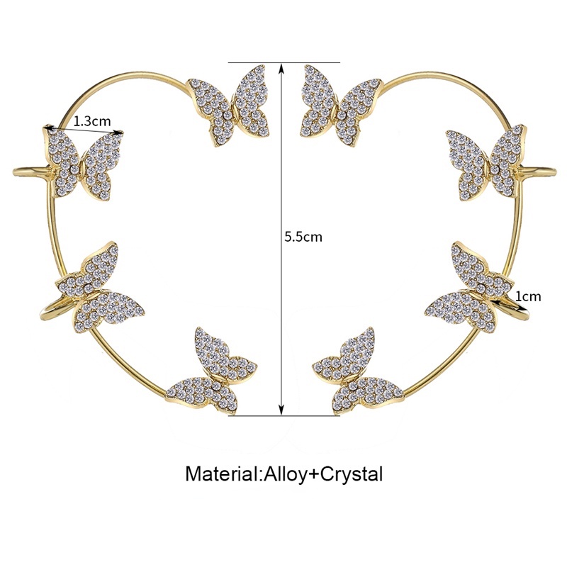1 khuyên tai hợp kim dáng dài hình bướm đính đá lấp lánh