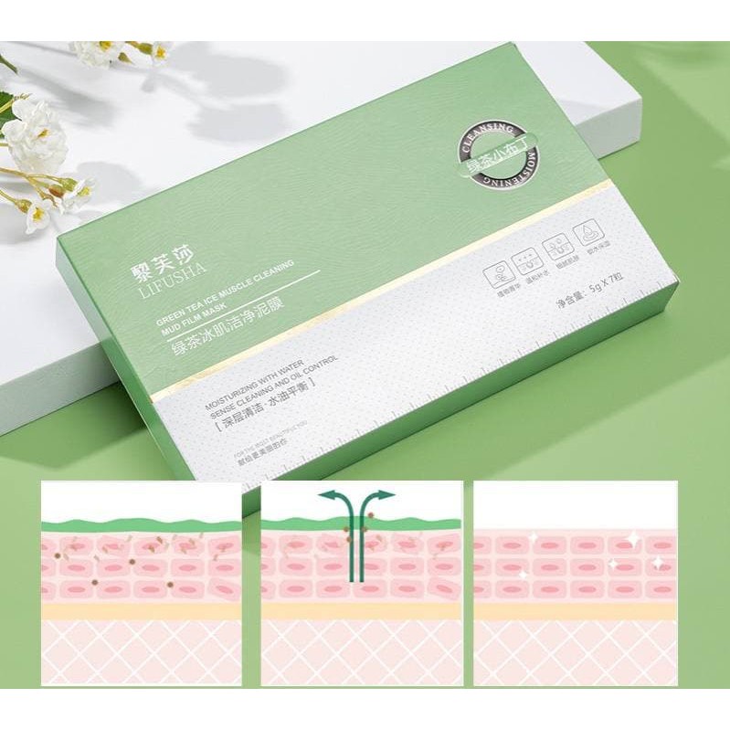 Mặt Nạ Bùn Trà Xanh Làm Sạch Mụn Đầu Đen Kiềm Dầu Làm Sáng Da hộp 7 hũ WINKBEAUTY
