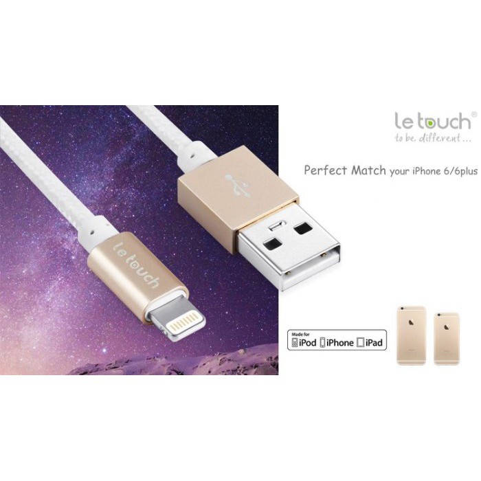 Dây Cáp Sạc Letouch Meuse Lightning Mfi Dài 1.2m