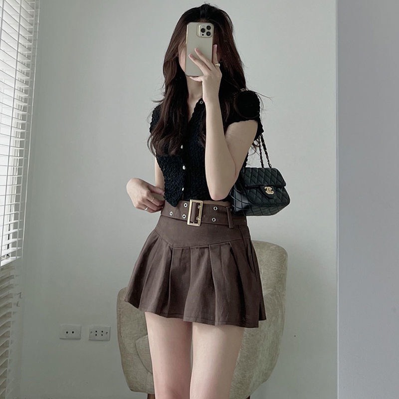 Chân Váy Kaki Nữ Ngắn Xếp Ly Kèm Đai Dây Đai Bản To Thời Trang Hot 2022 Chân Váy Sexy Hàng Loại 1 Cv4802