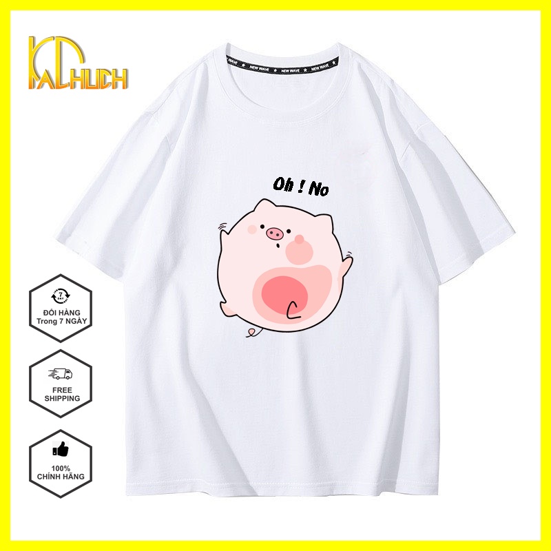 ÁO THUN NAM NỮ UNISEX TAY LỠ FORM RỘNG IN HEO OH NO