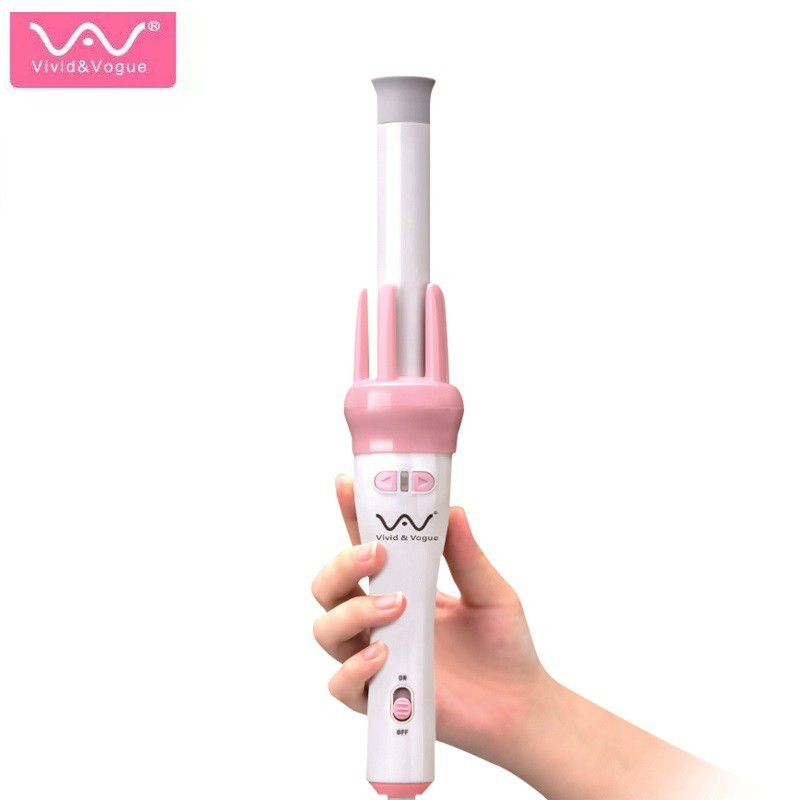 MÁY UỐN XOĂN XOAY TỰ ĐỘNG 360 ĐỘ VIVID &VOGUE TẶNG KÈM LƯỢC VÀ KẸP TÓC.