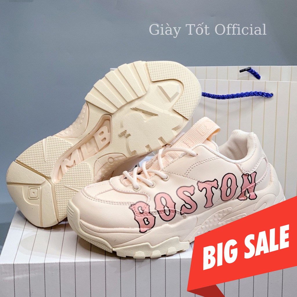 Giày MLB Chunky Boston Chữ Hồng Kem Nữ Bản Trung Cao Cấp - Giày Tốt Official