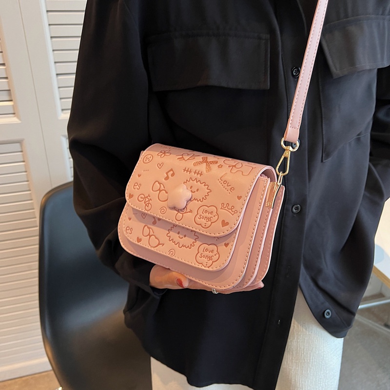 Túi xách nữ đeo chéo thời trang nhiều ngăn dập vân họa tiết hàng Quảng Châu O3T4-8016