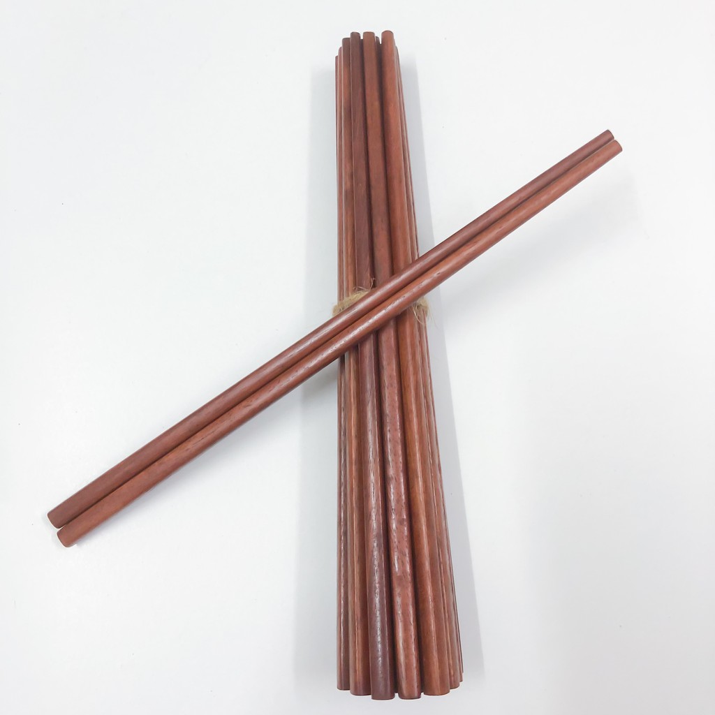 Bộ 10 đôi đũa gỗ Cẩm Hồng cao cấp đẹp tự nhiên dùng trong bữa cơm gia đình